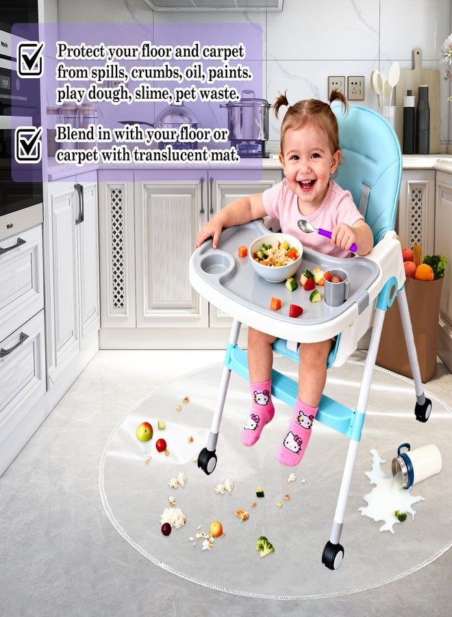Klmnop 54" High Chair Mat for Floor, 2-Pack Round Splat Mat, Plastic Waterproof Floor Protector for Food Spills, Clear Reusable Splash Mat for Kitchen(Clear) - Image 5